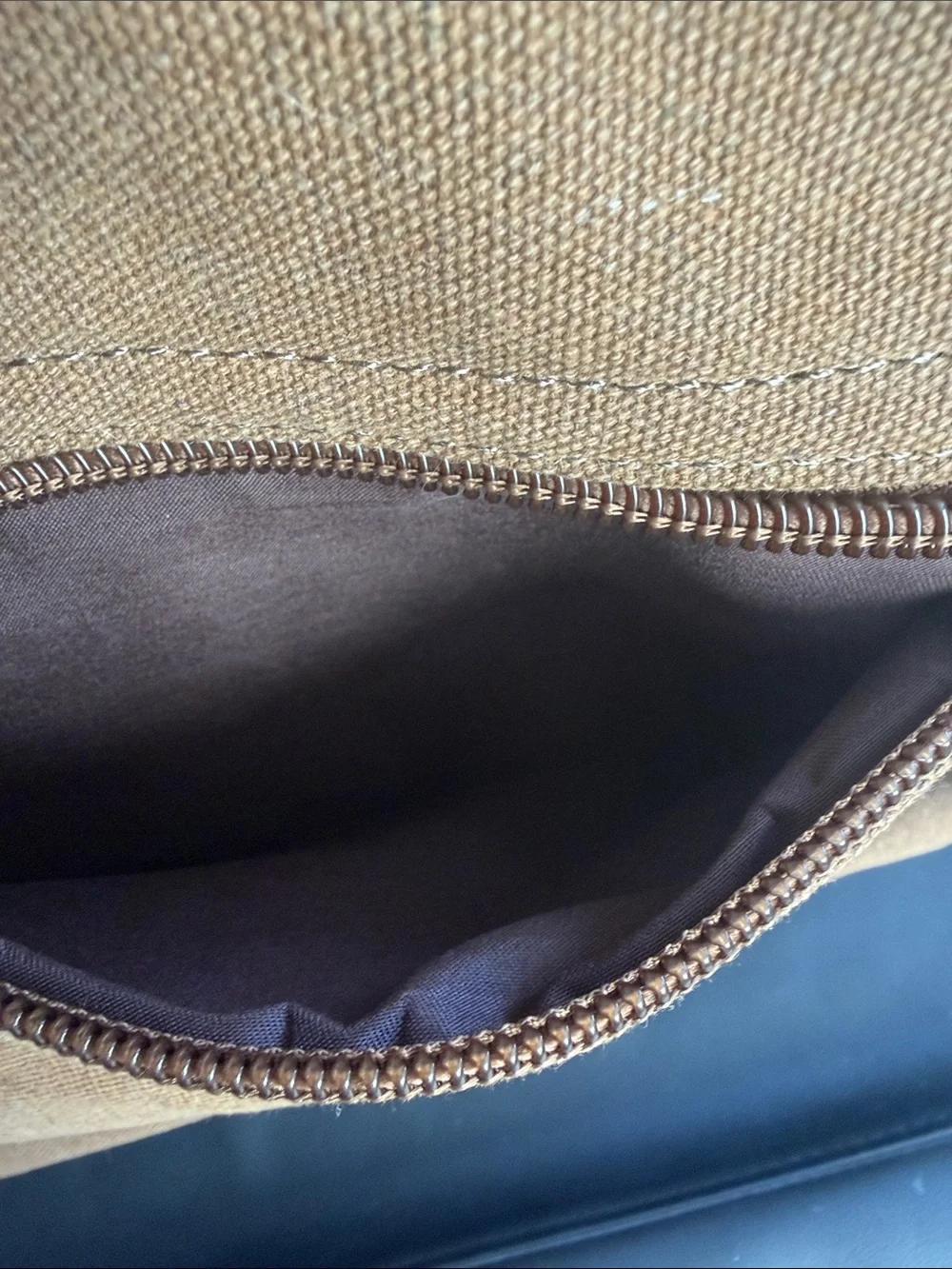 Collectif London Canvas Messenger Bag Brown Faux Leather Trim Satchel Laptop Bag